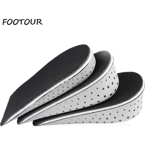 FOOTOUR 2-4cm Height Increase Insoles Breathable Comfortable EVA Memory Foam Half Insole Men Women Shoes Heel Insert Foot Pad