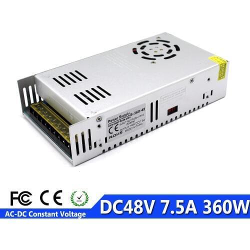 Universal 48V 7.5A 360W Regulated Switch Power Supply Transformer 110V 220V AC to DC SMPS For CNC CCTV Stepper MOTOR Machinery