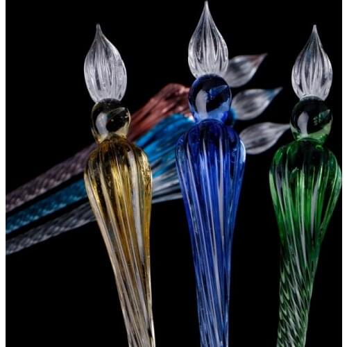 Vintage Glass Dip Dipping Pen Signature Filling Ink Fountain Pens With Gift Box K5DB