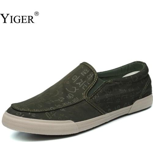 YIGER NEW Mens Cavans shoes Vulcanized shoes man casual slip-on shoes male sneakers Flat shoes Breathable man Loafers