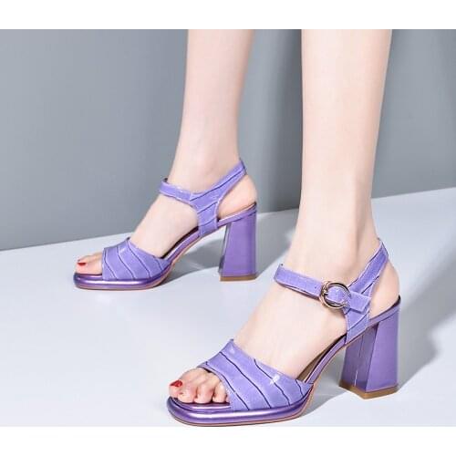 2021 New Fashion Genuien Leather Platform Sandals Elegant High Heels Pumps Female Summer Fashion Party Prom Shoes Woman