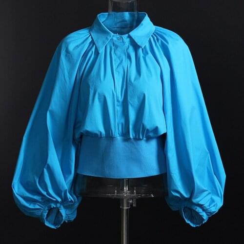 Women Vintage Cotton Blouses Long Lantren Sleeve Loose High Waist Tops Shirt