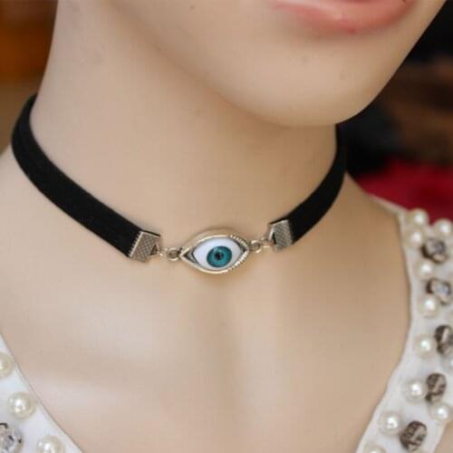 Gothic Demon Eye Choker Necklace For Women Vintage Punk Fashion Creative Cool Trendy Blue Eyes Necklace Statement Jewelry 2021