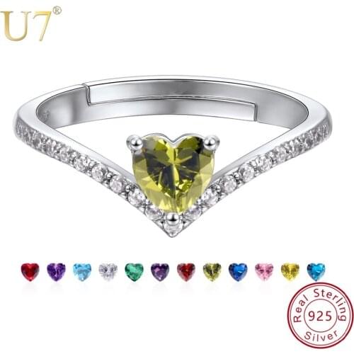 U7 925 Sterling Silver Hearts Design August Birthstone Ring Green Color Vintage Women Engagement Jewelry Real Silver Rings SC108