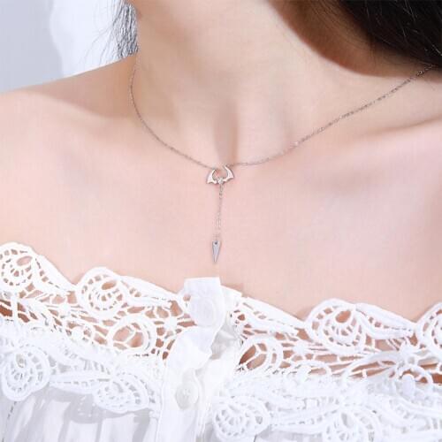 925 Sterling Silver Goth Silver Color Bat Pendant Choker Necklaces For Women Vampire Fashion Aesthetic Halloween Jewelry Gift