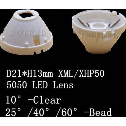 10pcs CREE XML LED XML2 LED XHP50 LED 5050 Lens 21mm 32mm white holder 10/25/45/60 degree LED LENS/Reflector Collimator