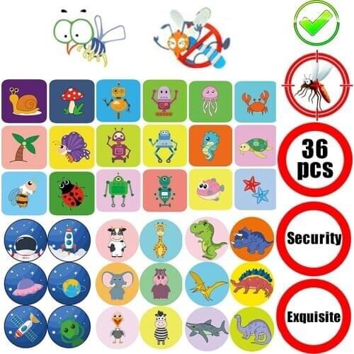 36Pcs/Set Natural Essential Oil Kids Baby Mosquito Repellent Cartoon Stickers Baby Mosquito Repellent Cartoon Stickers Mosquito
