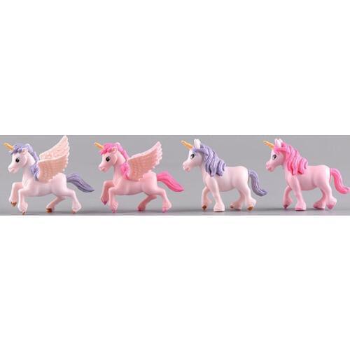4pcs/set Cartoon Cute Pegasus Dolls Unicorn Anime Action Figure Pony Succulents Assembly Ornaments Figma Gifts Toys for Children