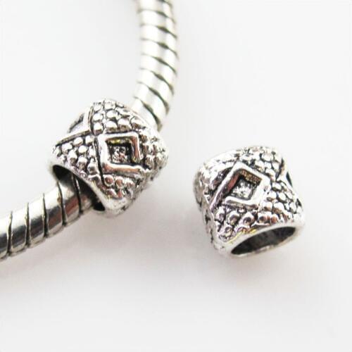 30Pcs Tibetan Silver Color Tube Spacer Beads Charms 6x7mm