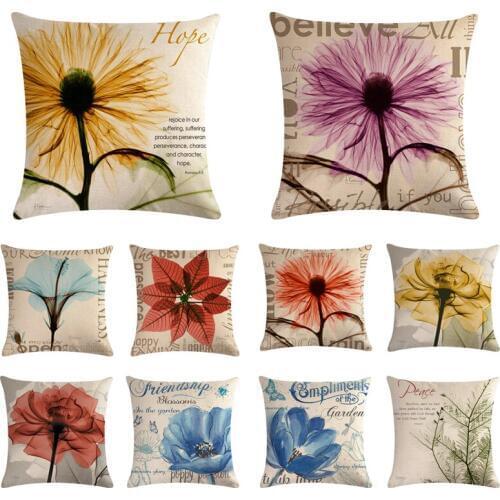 45cm*45cm Antique transparent flowers design linen/cotton throw pillow covers couch cushion cover home decorative pillows