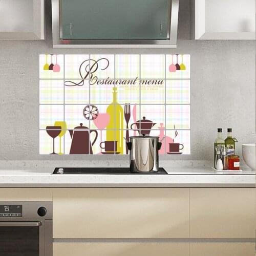 60*90cm Kitchen Anti-oil Stickers Decor Kitchen Utensils Cups Aluminum Foil Waterproof Oilproof Self-adhesive Wall Sticker Decal