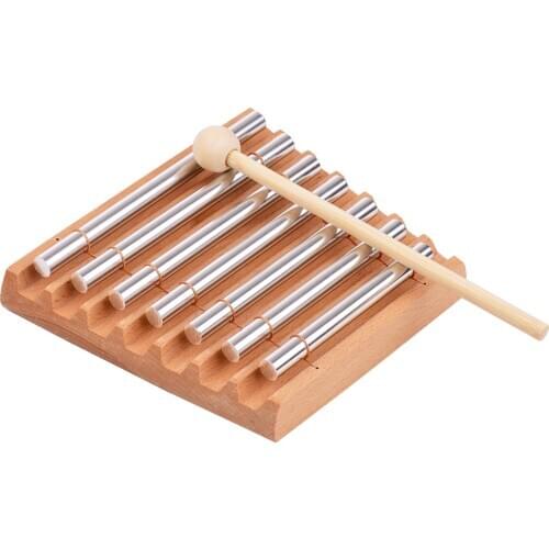 7-Tone Wooden Chimes with Mallet Percussion Instrument for Prayer Yoga Meditation Musical Chime Toy for Children Reminder Bell