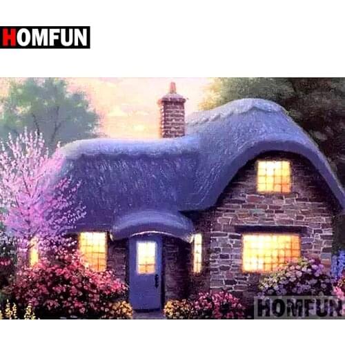 HOMFUN Full Square/Round Drill 5D DIY Diamond Painting"House landscape"Embroidery Cross Stitch 3D Home Decor Gift A10094