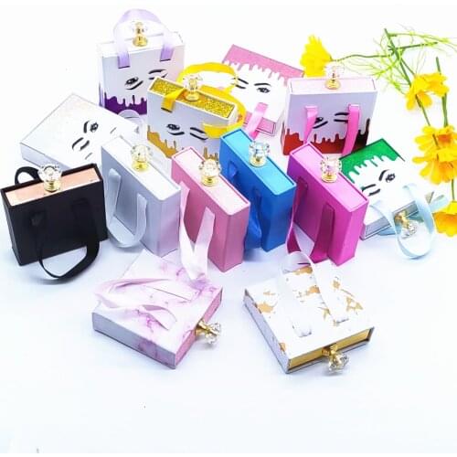Lash Case Lashes Package Wholesale Eyelash Empty Box Candy Eyelashes Packaging Box Free Lash Tray Crystal handle Print Logo