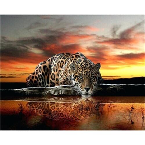 DIY Painting By Numbers Leopard Kit Oil Picture By Numbers Animals Wall Art Acrylic Paintings On Canvas Home Decoration Gift