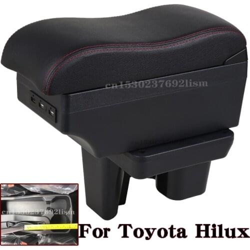 For Toyota Hilux Armrest box Retrofit parts Interior Car Armrest Storage box Holder Ashtray accessories USB LED