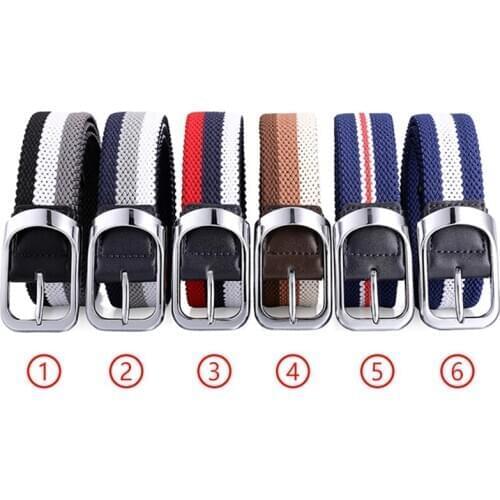 Elastic Woven Belt Elastic Stretch Belt Strap with Metal Buckle Casual Mesh Waist Jean Pants Women Men Fashion Accessories 105cm