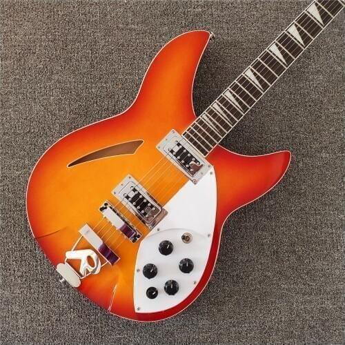 Top quality Cherry 4 strings Ricken 360 Jazz Electric Guitar,R bridge hollow body Rick Jazz Guitar,Free shipping