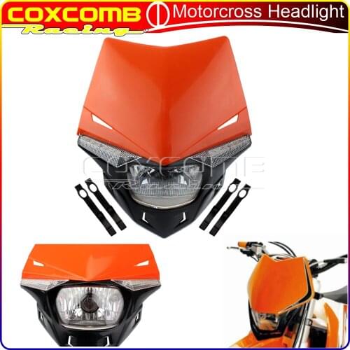 Dirt Bike Headlight 12v/35w H4 Dual Sport Headlamp Motorcycle Orange Halogen Front Light For Honda XR CRF CRM FMX 250 450 650
