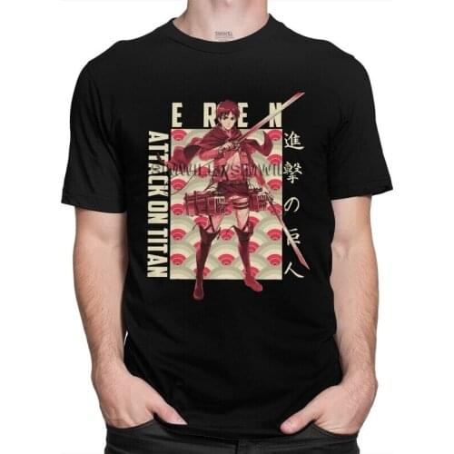 Attack On Titan T Shirt Men Short Sleeve 100% Cotton T-shirt Anime Manga Eren Yeager Tee Tops Fashion Tshirt Gift Idea