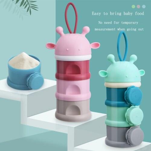 Cartoon 3 Layer Portable Baby Food Storage Box Essential Travel Pots for Infant Cereals Milk Powder Storage Container BPA Free