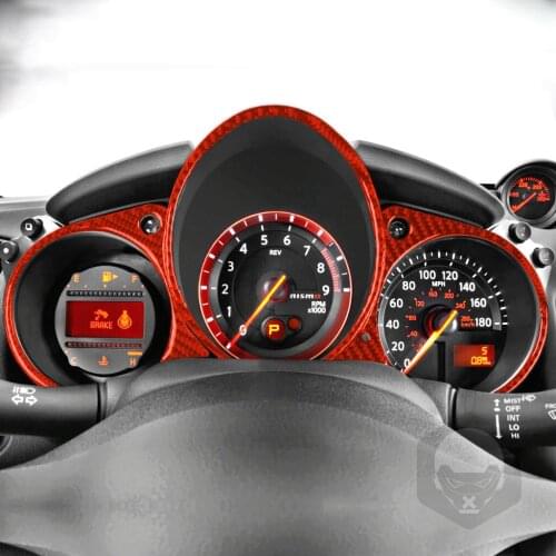 Genuine Carbon Fiber Red Car Dashboard Meter Frame Cover Trim Car Styling For Nissan Z34 370Z 2009-2021