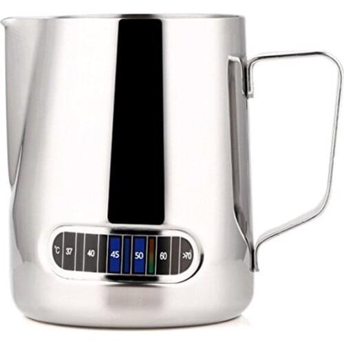 Stainless Steel Milk Frothing Jug Barista Coffee Pitcher with Thermometer -Make perfect froth for your Cappuccino Coffee 550ml