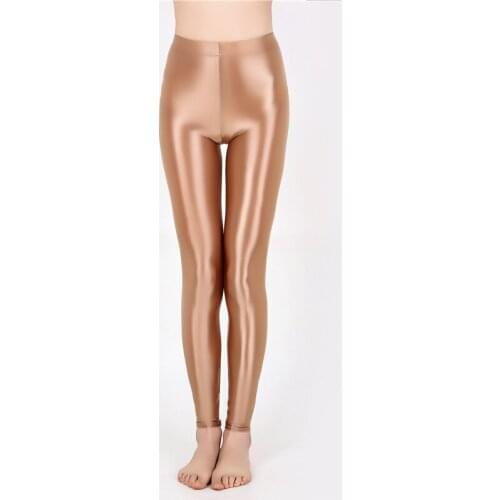 Candy Color Oil Glossy Shiny Pencil Pants Fitness Legging Women See Through Sexy Leggings Autumn Summer Trousers Pantalon Capris