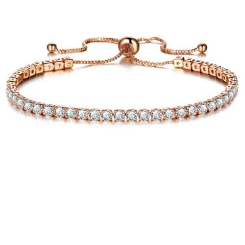 Fashion Woman Charm Bracelet Luxury Sparkling Crystal Push-Pull Ladies Gold Full Single Row Jewelry Bracelets