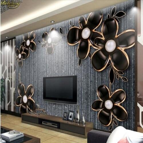 Beibehang Custom Photo Wallpaper Mural Black Embossed Flower Marble Pattern TV Background Wall wall papers home decor