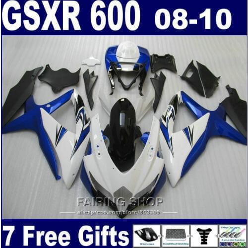 Injection Motorcycle fairings for suzuki gsxr600 08 09 10 blue white black fairing kit gsxr750 2008-2010 nm157