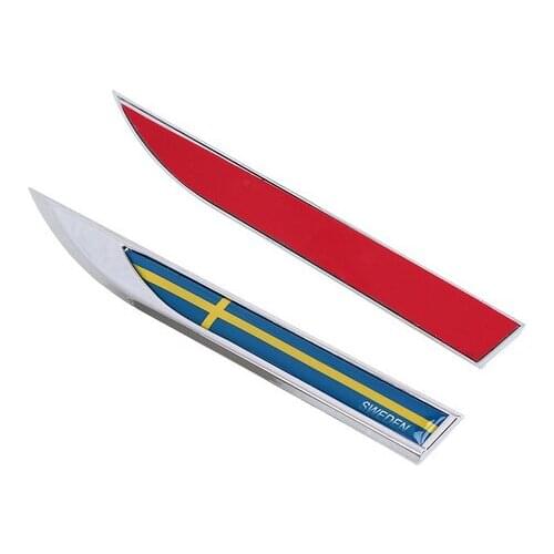 Pair Metal Swedish Flag Auto Fender Knife Emblem Skirts Badge Decals Sticker Car Accessories