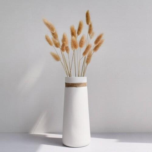 Simple modern living room home creative decoration white vase hemp rope Japanese-style ceramic literary and artistic vase