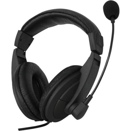 Black 3.5mm Microphone Adjustable Headband Wired Stereo Headset Noise Cancelling Earphone for Computer Laptop Desktop dropship