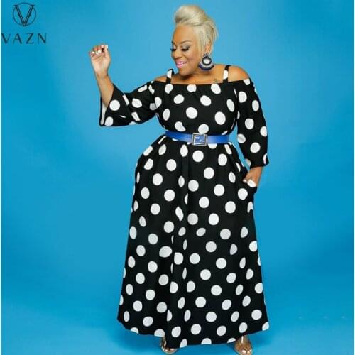 VAZN 2021 Autumn High-end Chiffon Plus Size Maxi Long Loose Dress Sexy Full Sleeve Off Shoulder Women For Evening Robe