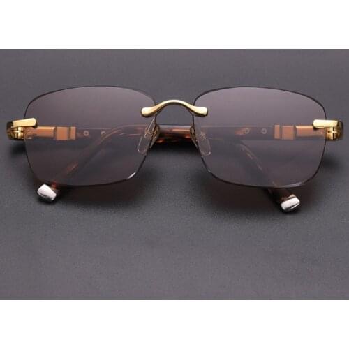 Glass Sunglasses Man Woman Vintage Natural Crystal Stone Rimless Sun Glasses Acetate Frame Anti Eye Dry Anti Scratc Top Quality