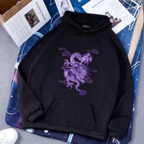 Chinese Dragon print top Ulzzang punk sweatshirt hoodie Hip hop Kawaii Harajuku vintage chic print Women warm Hooded sweatshirt