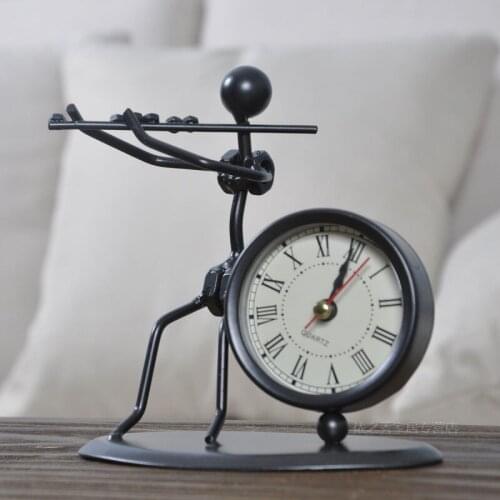 Vintage Metal Musical Clock Home Decoration Iron Model Antique Clock Desk and Table Clock Simple Time Recording Accessories