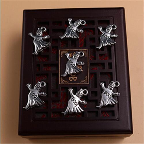 WKOUD 15pcs Silver Color Mini Dancing Elf Charm Halloween Hip Hop Bracelet Necklace DIY Metal Jewelry Alloy Pendants A1362