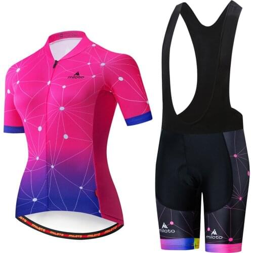 Women MILOTO Clothing Cycling Clothes kits Summer short sleeve bib shorts Quick-dry MTB mujer maillot ciclismo female set