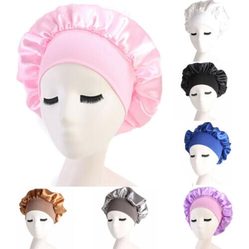 Newly Womens Satin Solid Sleeping Hat Night Sleep Cap Hair Care Bonnet Nightcap For Women Men Unisex Cap bonnet de nuit