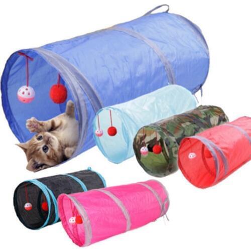 Pet Cat Tunnel Holes Cat Play Tubes With Ball Collapsible Crinkle Kitten Dog Toys Puppy Rabbit Play Cat Tunnel Tubes Cats Toy