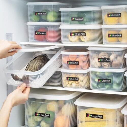 1.2/1.8/3.1L Plastic Refrigerator Fruit And Vegetable Storage Box With Lid Kitchen Food Containers