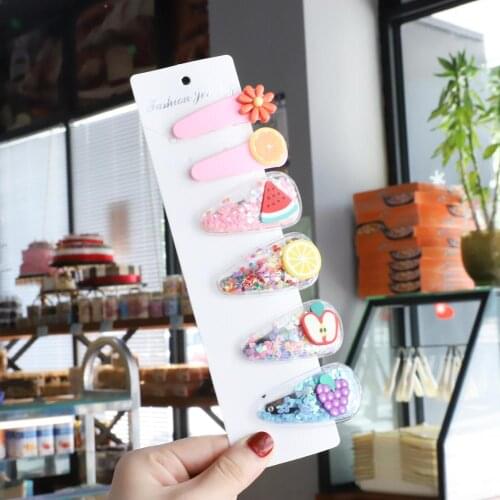 1Set New Girls Cute Colorful Cartoon Fruits Hairpins Children Lovely Hair Clips Barrettes Headband Kids Fashion Hair Accessories