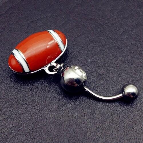1pcs 2019 Hot selling cute Rugby Belly Button Fashion Surgical Steel Rhinestone Dangle Belly Navel Piercing Ring free shipping