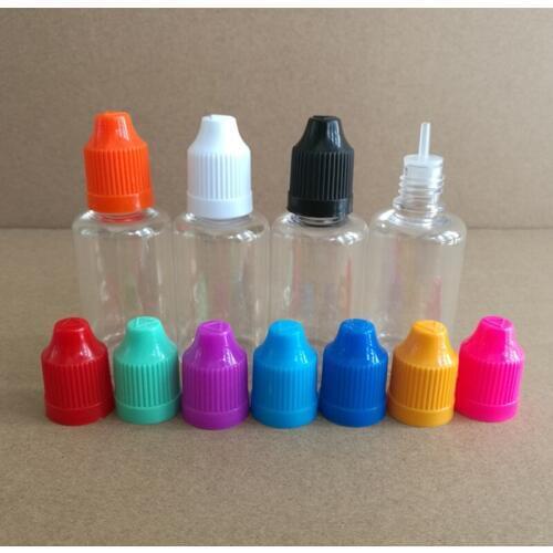 100pcs 30ML E Liquid Bottle 30ml PET Plastic Dropper Bottles With ChildProof Cap and long fine tips Clear Eye Liquid Bottle