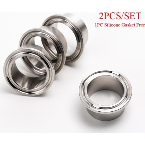 2PCS/SET 19MM TO 76MM 304 Stainless Steel Sanitary Pipe Weld Ferrule Tri Clamp Type Stainless Steel Flange For Homebrew
