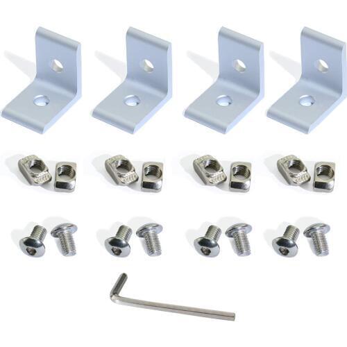4/10 Sets 2 Hole 90 Degree Inside Corner Bracket Kit for 2020 3030 4040 Aluminum Extrusion Profile 20x20 with T Nuts Screws