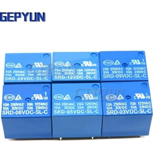 5PCS Relay SRD-03 05 09 06 24 12VDC-SL-C 5PINS 3V 5V 9V 6V 24V 12V SRD-03VDC-SL-C SRD-05VDC-SL-C SRD-09VDC-SL-C Gepyun