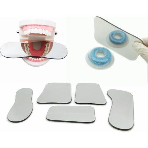 5pcs Dental Orthodontic Intraoral Photographic Reflector Mirror 2 Sided Rhodium Glass Mirrors With Storage Bag For Dental Clinic